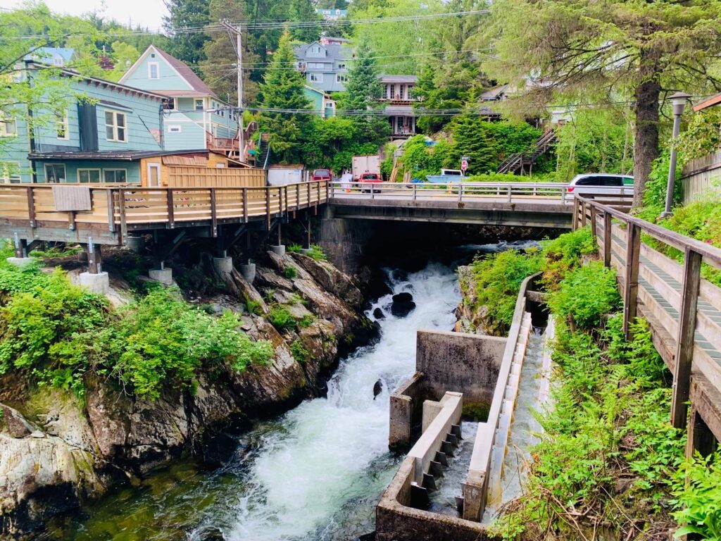 Top free things to do Ketchikan Alaska - Creek Street Salmon Viewing Platform