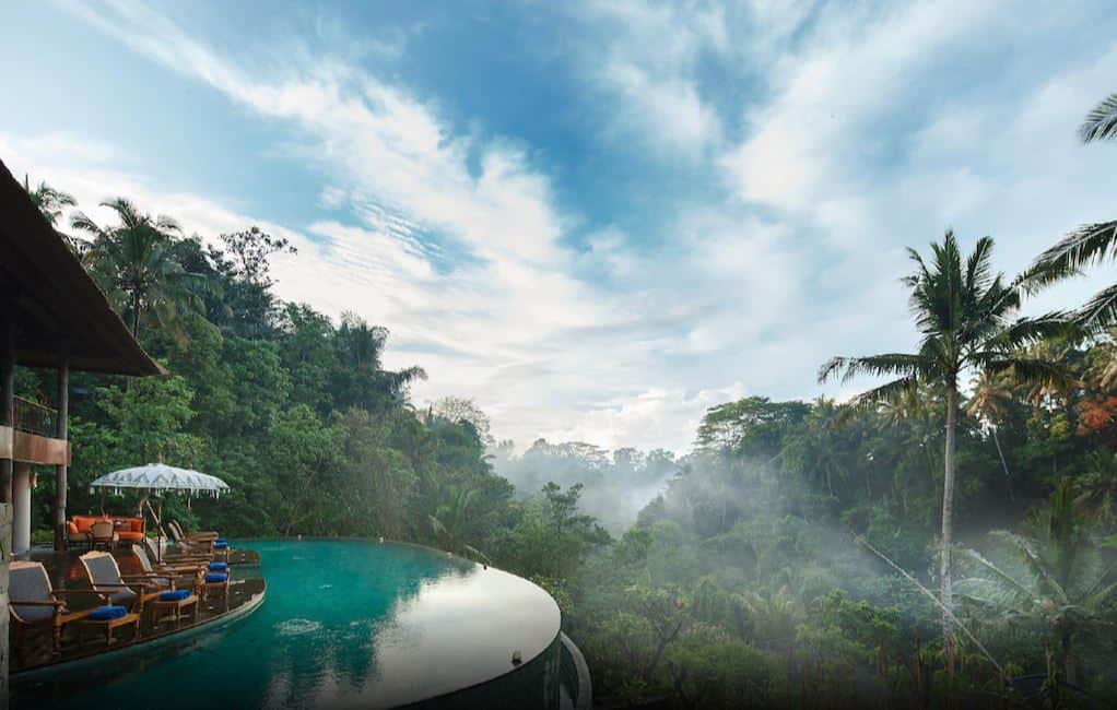 Bali hotel with infinity pool in the jungle